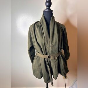 Standard James Perse Size 0 Olive Green Belted Cotton Jacket cardigan Military